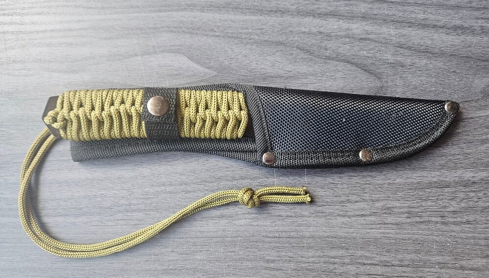 Fixed Blade Knife 5-inch Green Cord Wrapped Handle with Sheath